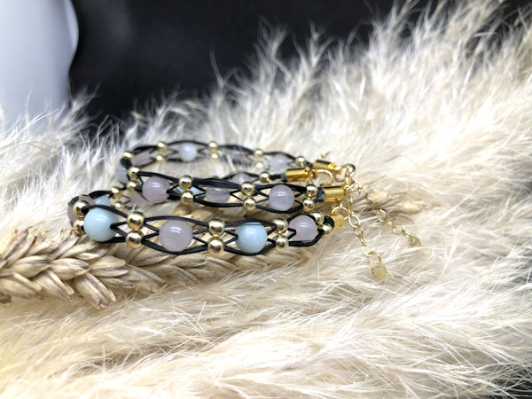 bracelet en crin de cheval et pierres précieuses