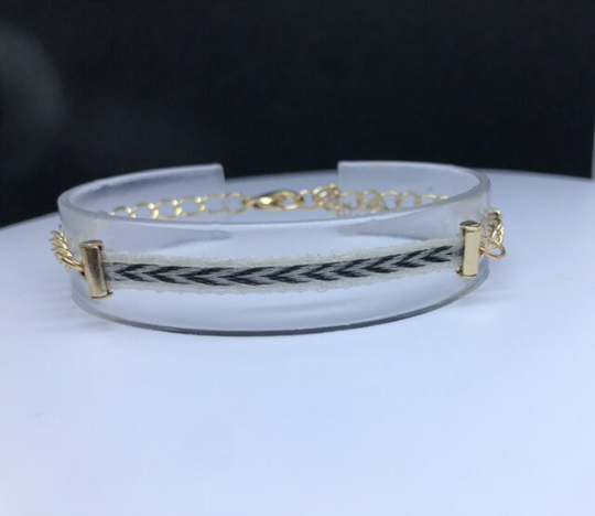 bracelet en crin de cheval plaqué or