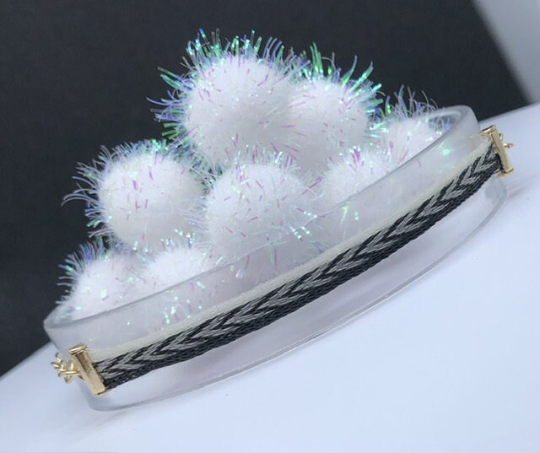 bracelet en crin de cheval tissé plaqué or