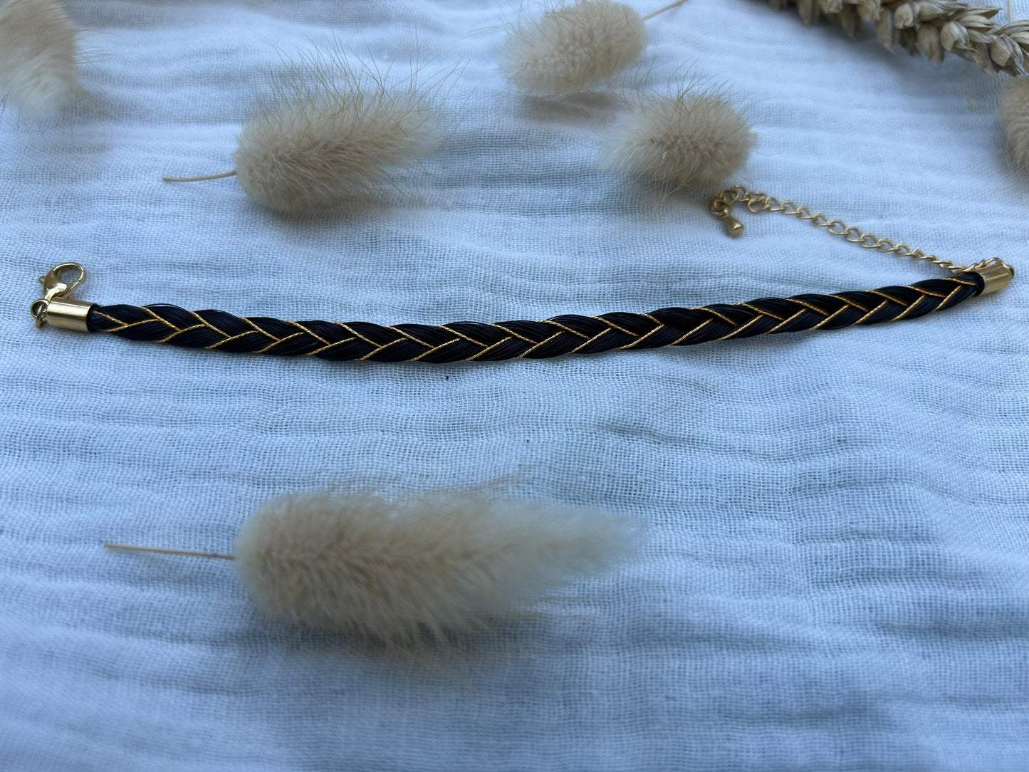 Bracelet Equilibre - Bracelet en crin de cheval avec Fil métallisé