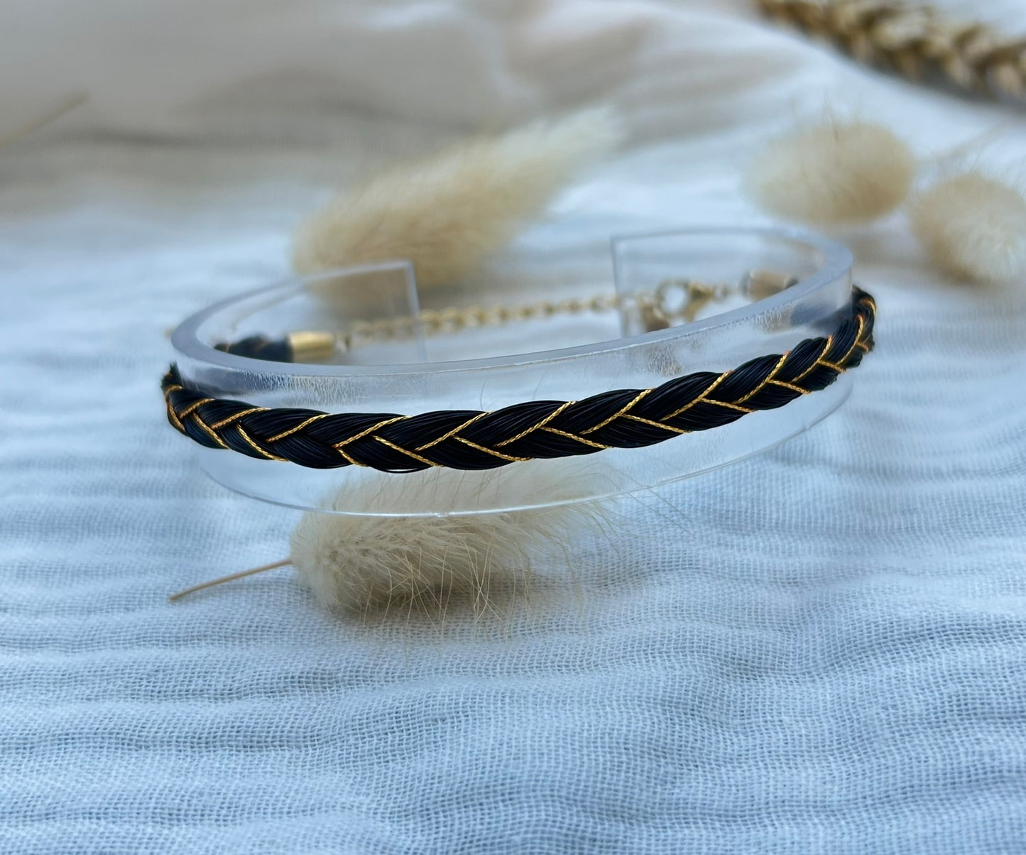 Parure Equilibre -Collier et Bracelet en crin de cheval avec Fil métallisé
