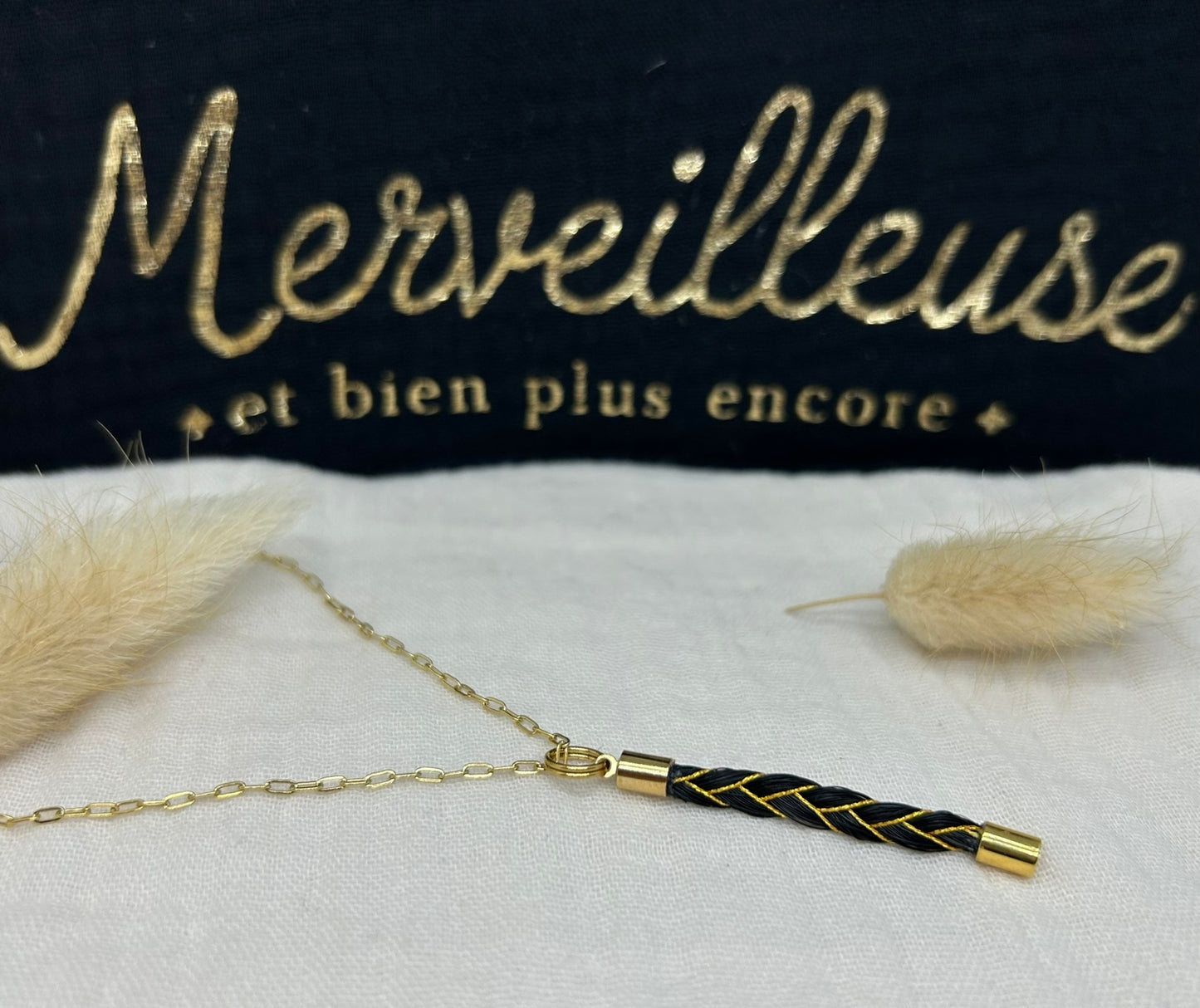 Parure Equilibre -Collier et Bracelet en crin de cheval avec Fil métallisé