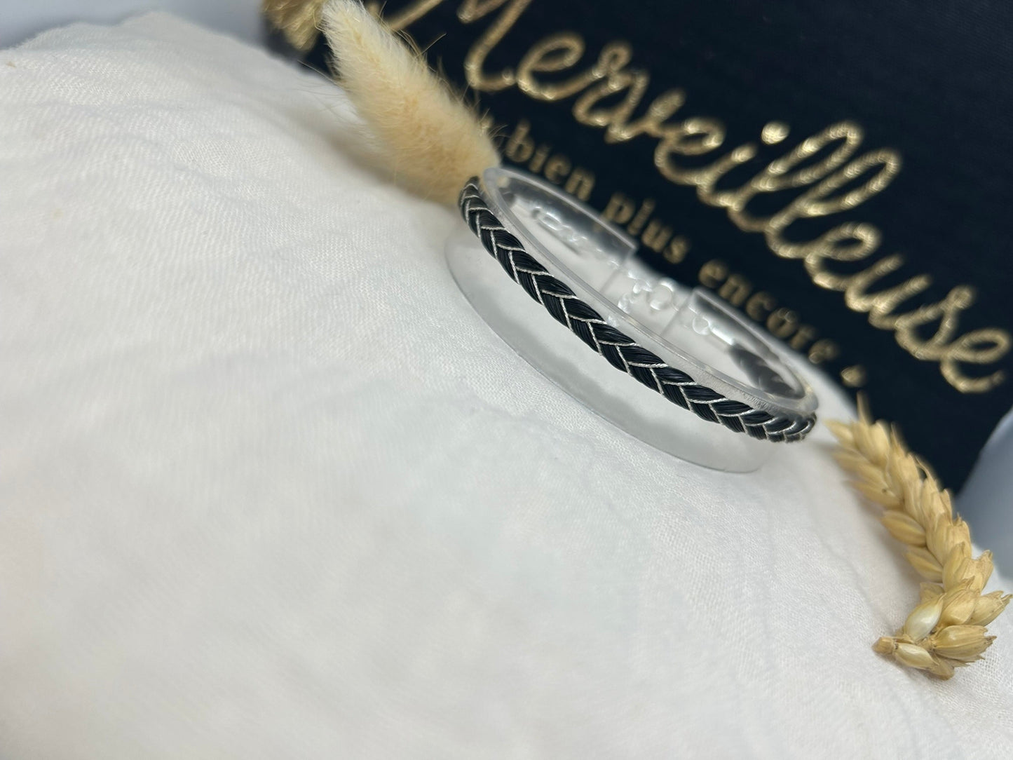 Parure Equilibre -Collier et Bracelet en crin de cheval avec Fil métallisé