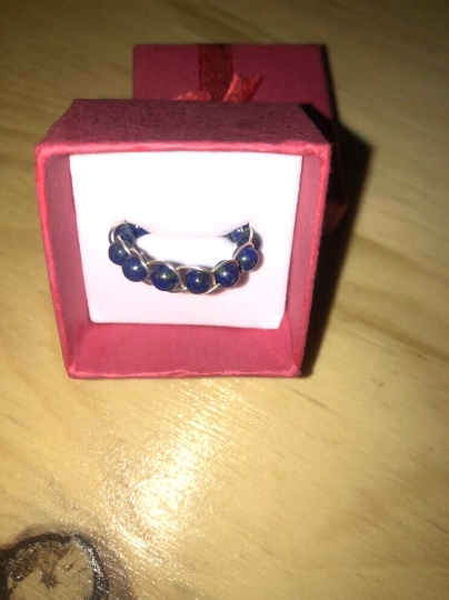 Bague Lithothérapie en Fil d'Argent 925 Pierre de Lapis Lazuli