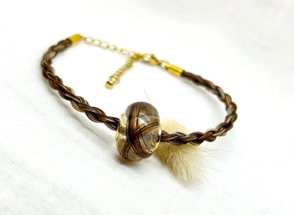 bracelet en crin de cheval et perle en crin de cheval