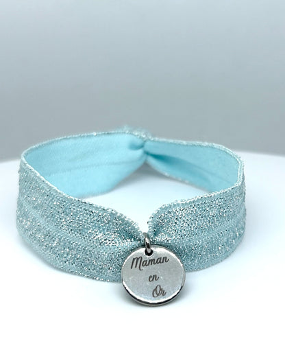 Bracelet ruban médaillon gravé