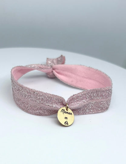 Bracelet ruban médaillon gravé