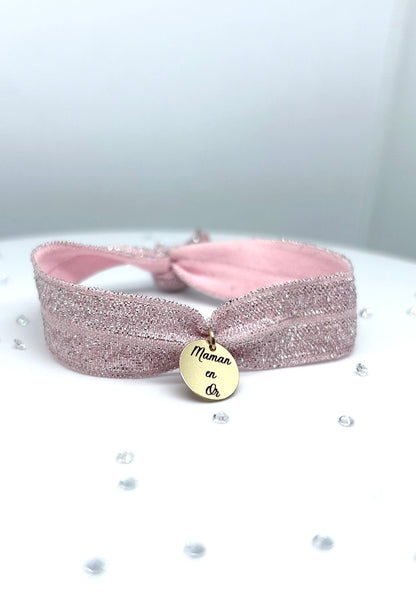 Bracelet ruban médaillon gravé