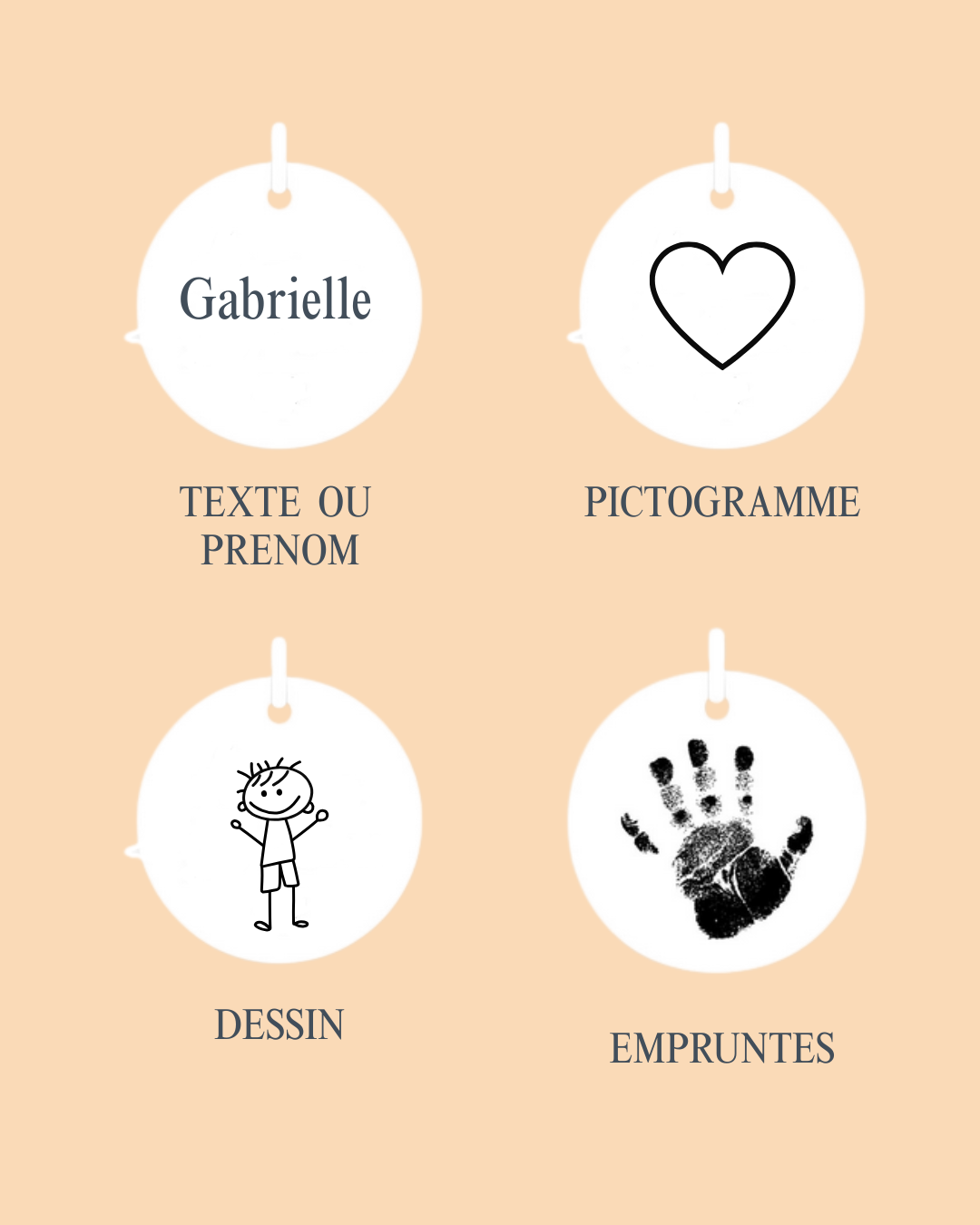 bracelet ruban élastique avec médaillon gravé